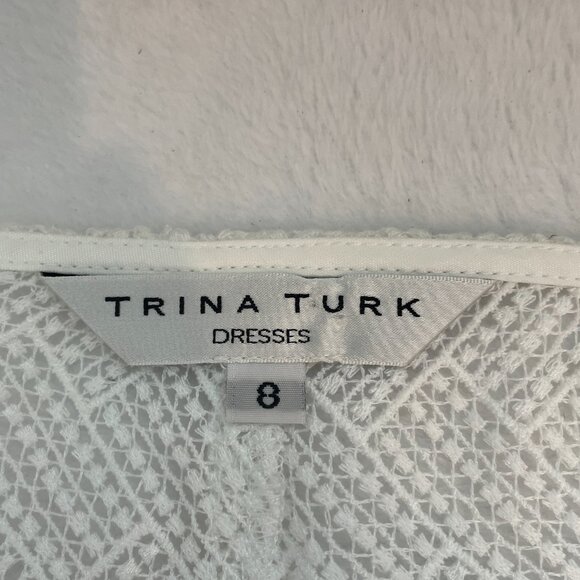 TRINA TURK 3/4 Sleeve Elegant White Dress Size 8 - Picture 9 of 11